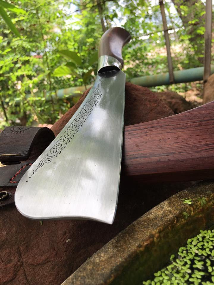 Engraved Thai Rounded Spine blade Hand Forged Knives - Blacksmith Handmade Axes, Siam Blades Old Block Blades