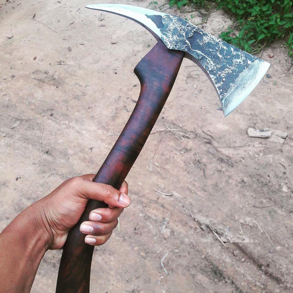 "Harm's Way" Spike Axe Hand Forged Knives - Blacksmith Handmade Axes, Siam Blades Old Block Blades