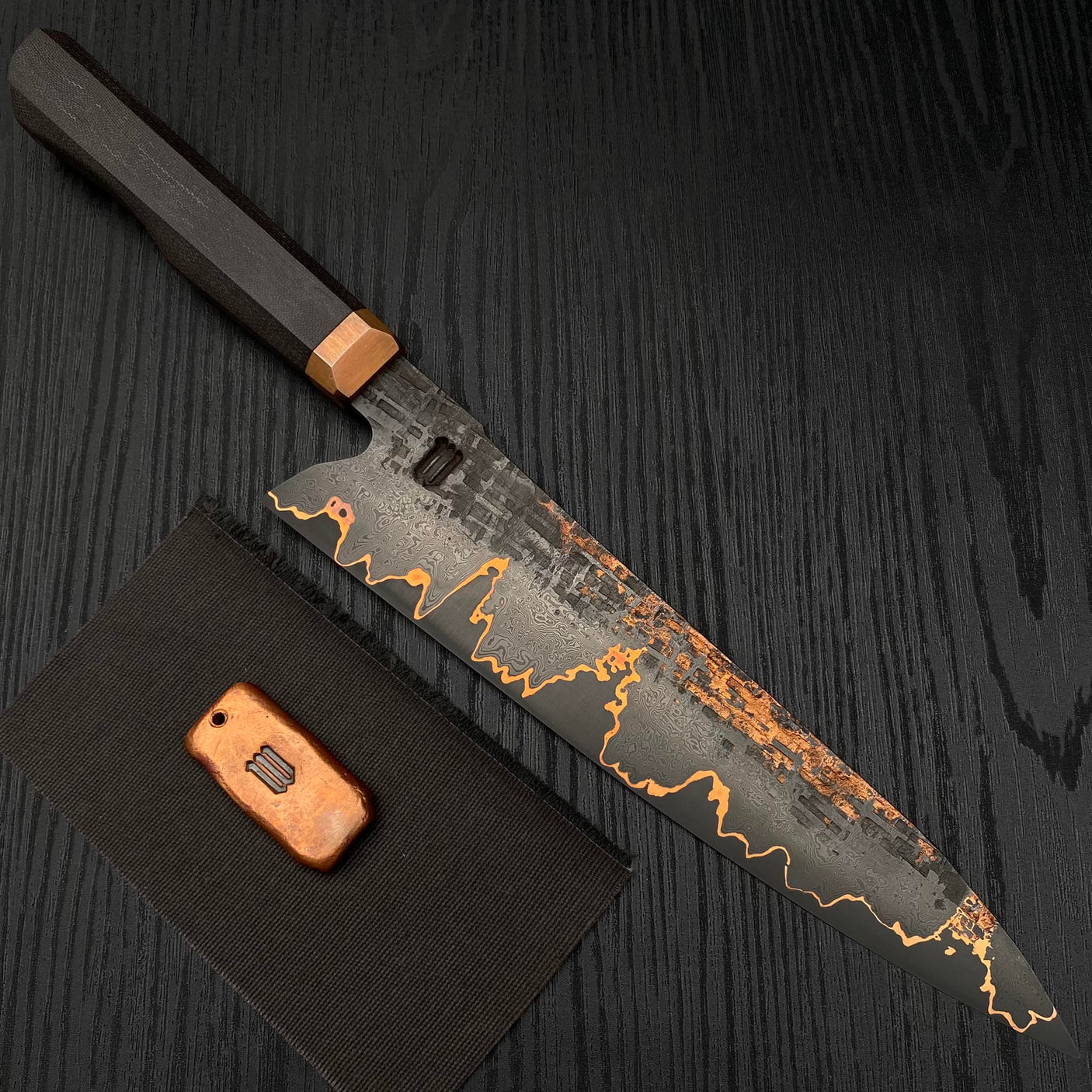 Wanchana Copper San Mai Damascus Gyuto (Cu Mai)