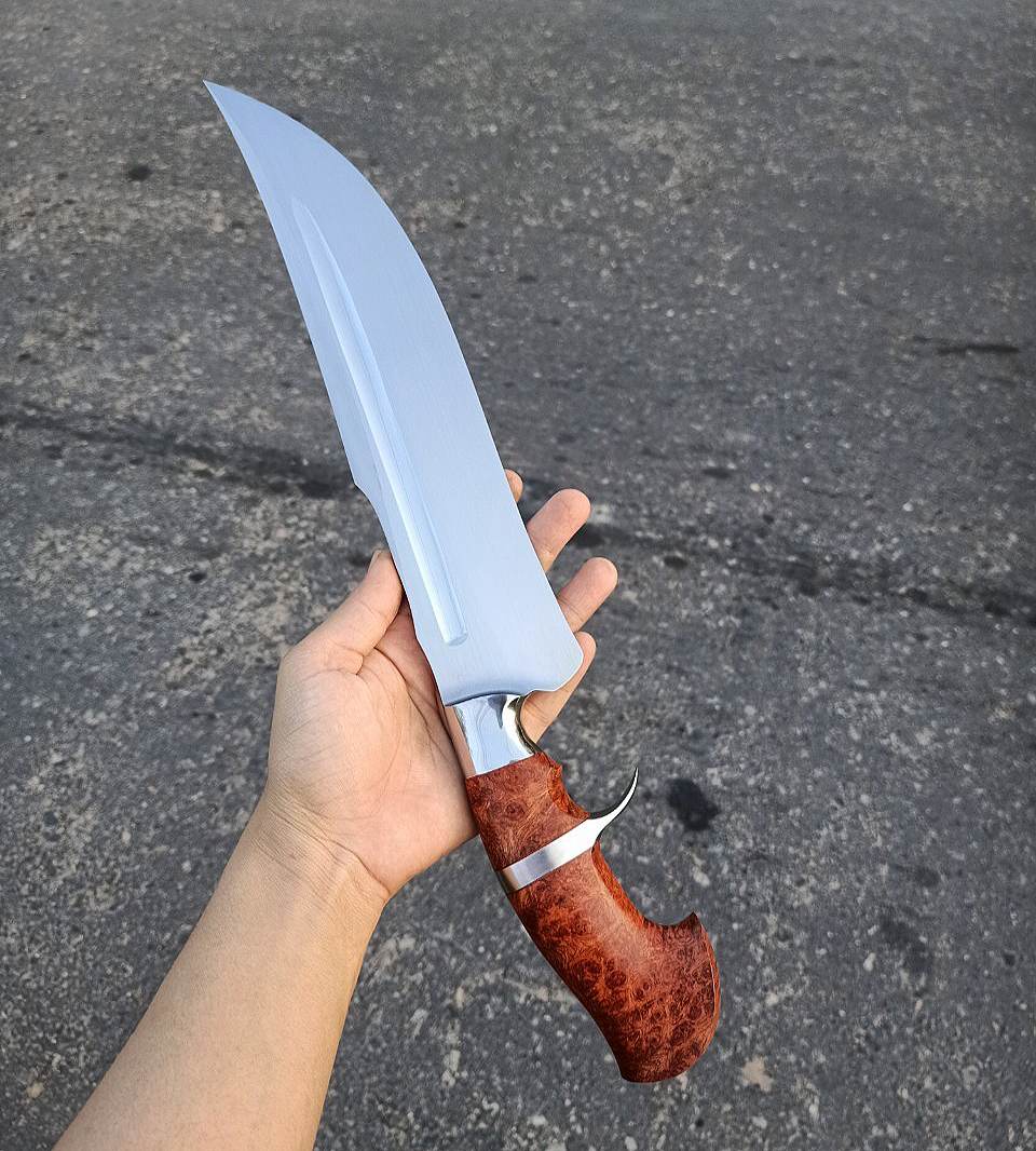 Stingray Recurved Padauk Burl Bowie