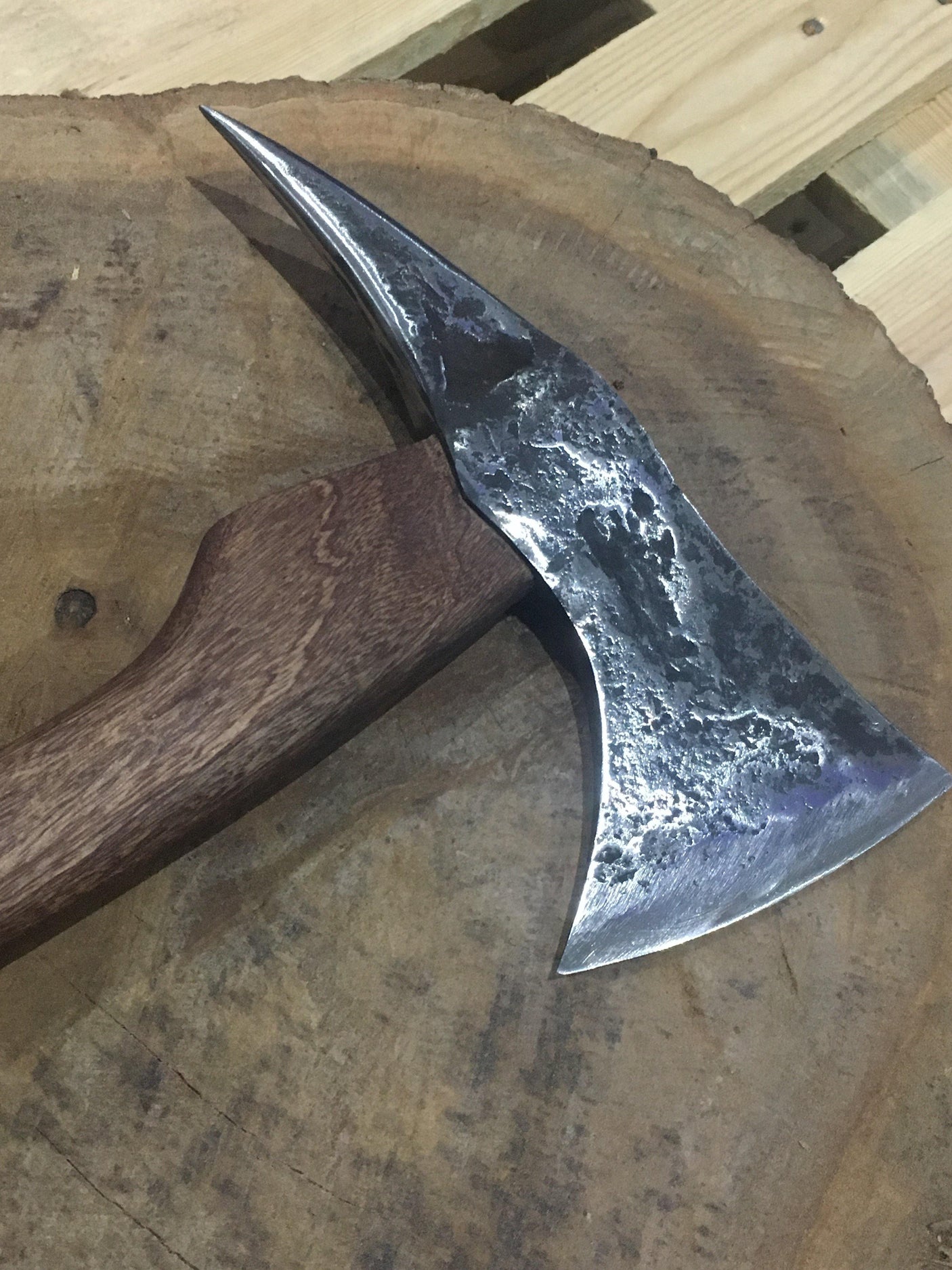 "Harm's Way" Spike Axe Hand Forged Knives - Blacksmith Handmade Axes, Siam Blades Old Block Blades