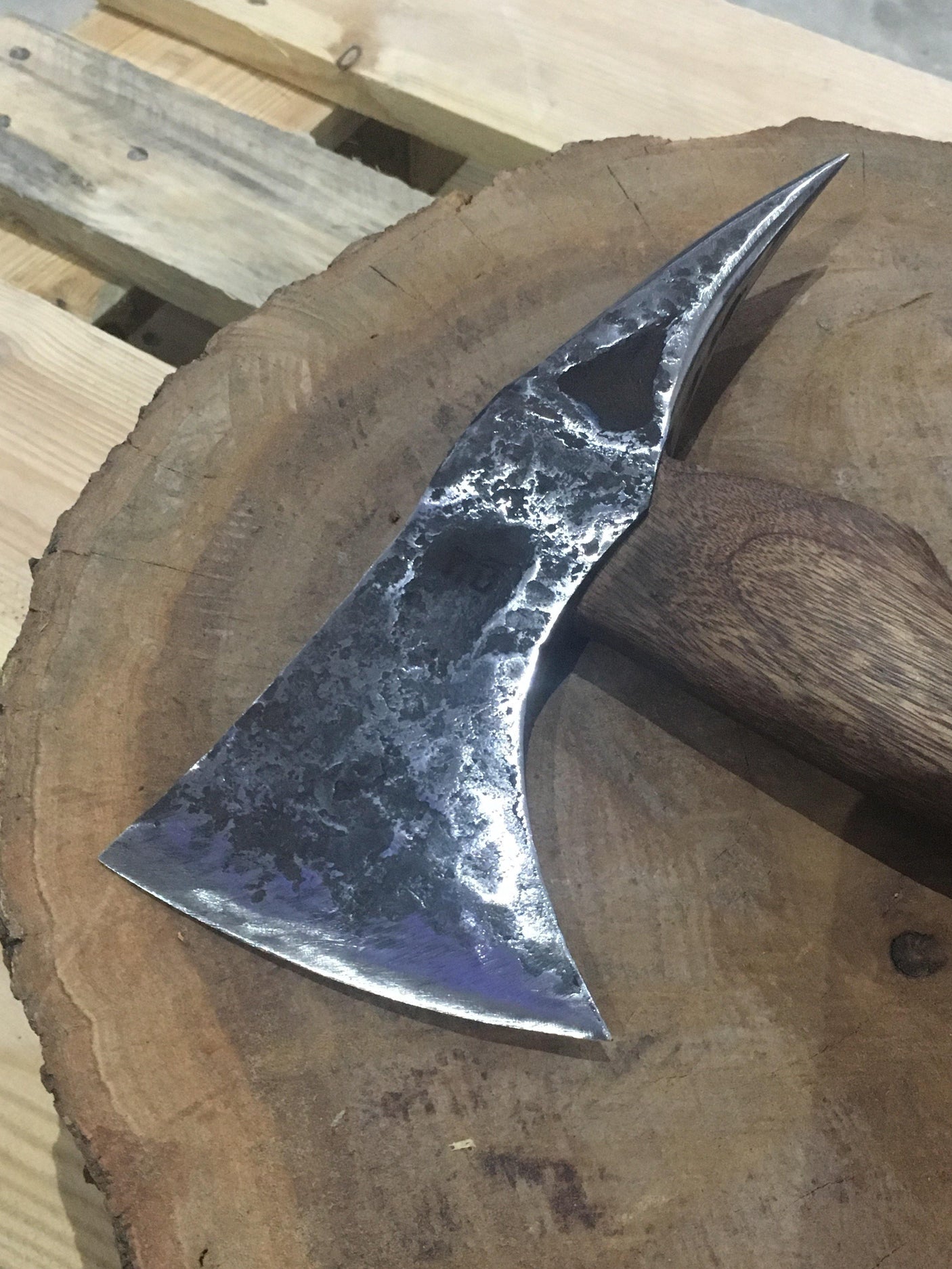 "Harm's Way" Spike Axe Hand Forged Knives - Blacksmith Handmade Axes, Siam Blades Old Block Blades