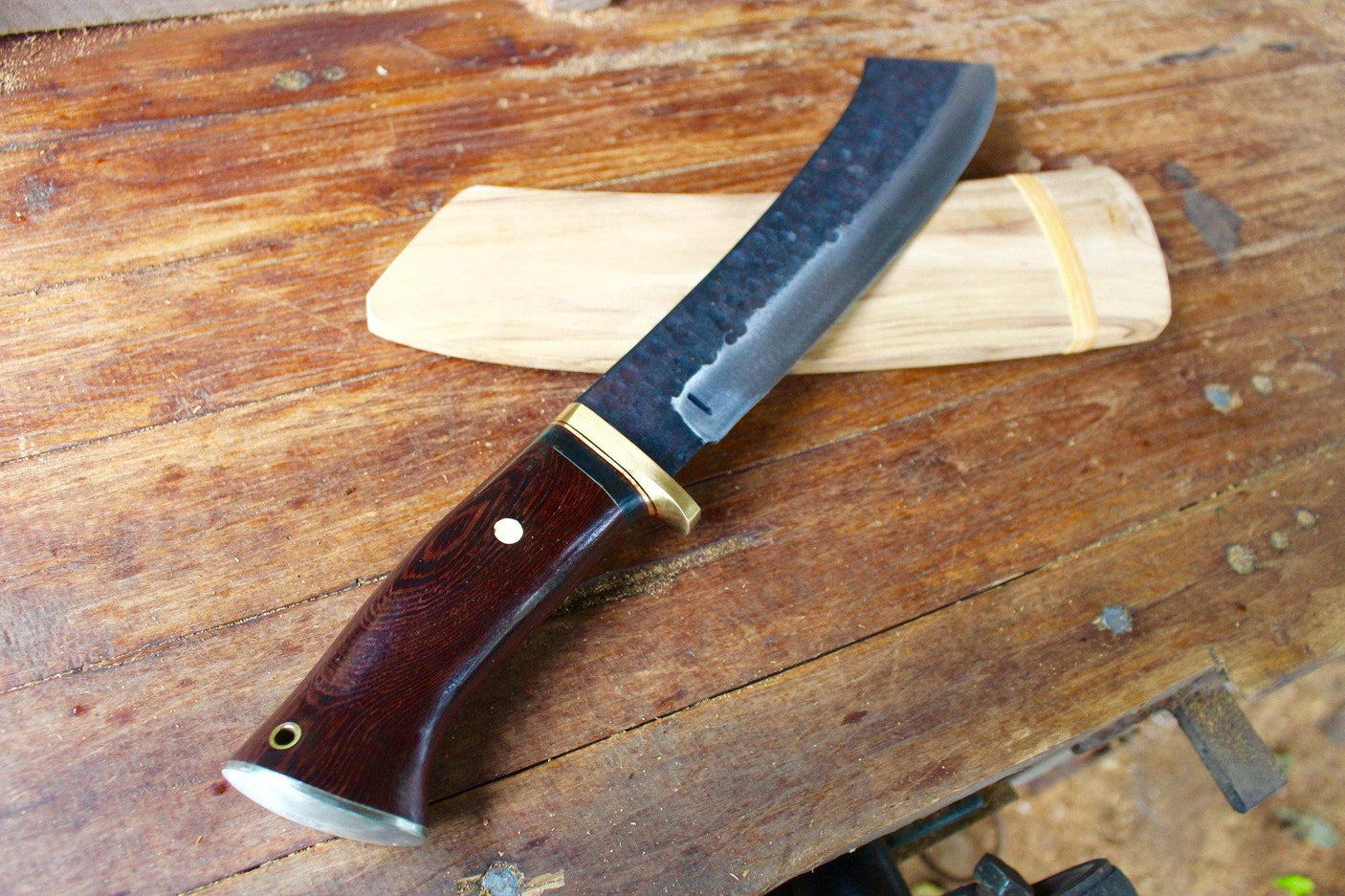 Competition Chopper Knife - Mastersmith Ajarn Kor Neeow Hand Forged Knives - Blacksmith Handmade Axes, Siam Blades Old Block Blades