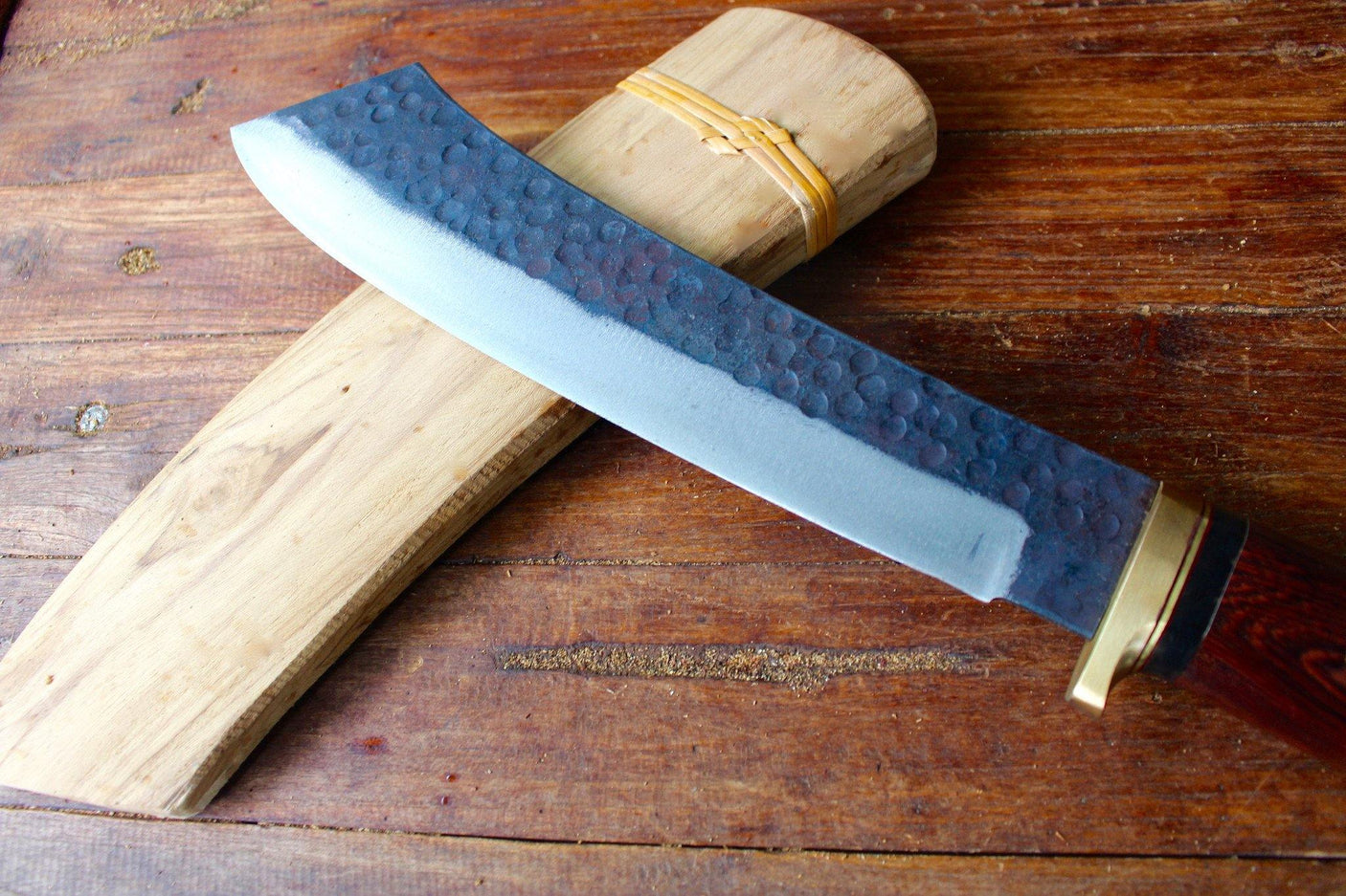Competition Chopper Knife - Mastersmith Ajarn Kor Neeow Hand Forged Knives - Blacksmith Handmade Axes, Siam Blades Old Block Blades