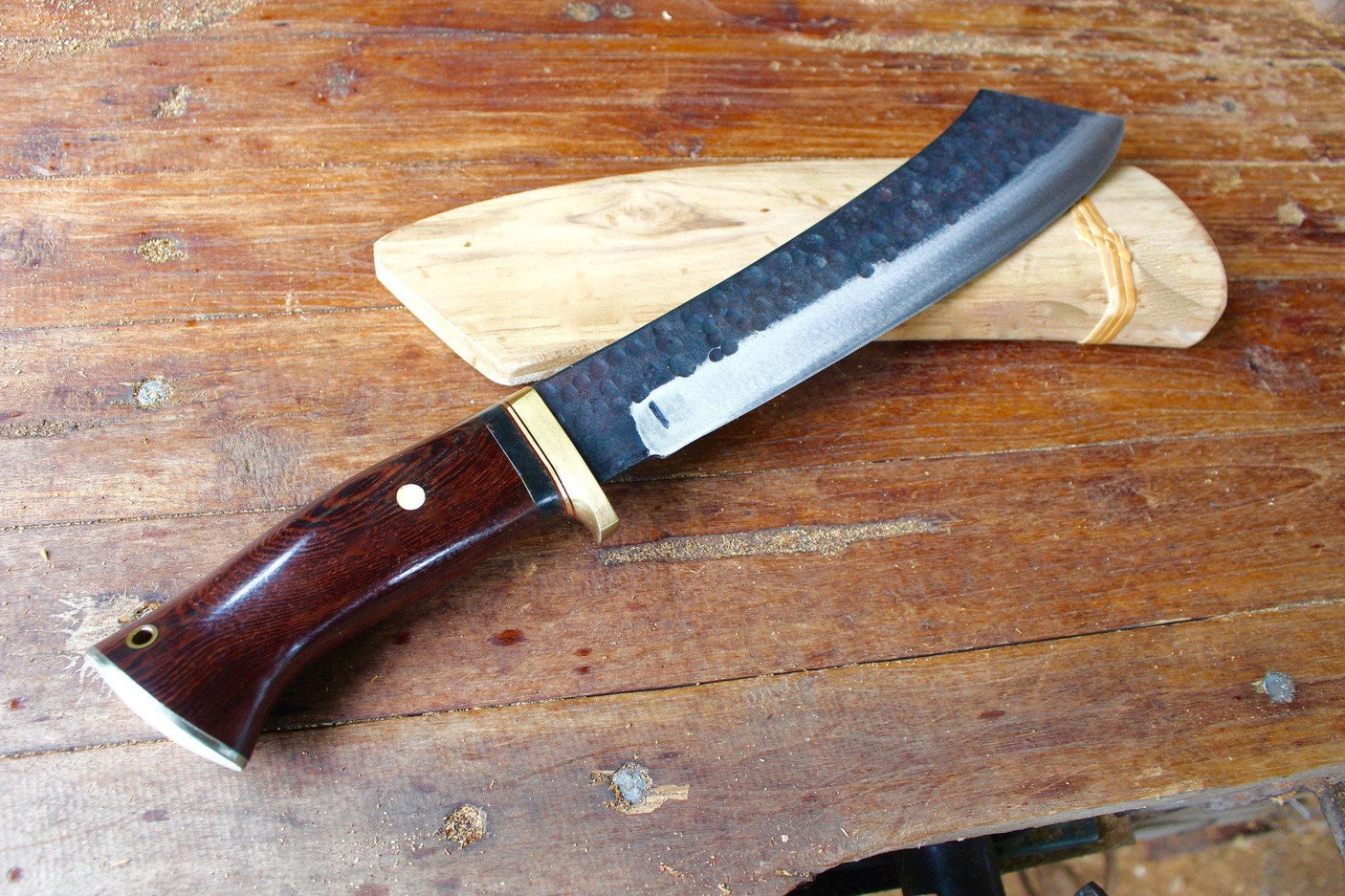 Competition Chopper Knife - Mastersmith Ajarn Kor Neeow Hand Forged Knives - Blacksmith Handmade Axes, Siam Blades Old Block Blades