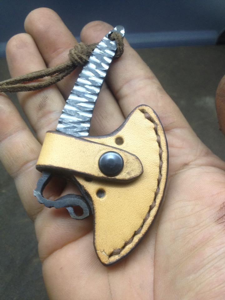 Mini Axe, EDC Axe, Mini Hatchet, Pocket Axe, Mini Cleaver, Neck Knife Neck Axe, EDC Cleaver, Herb Chopper, Weed Grinder, Cool Groomsmen Gift Hand Forged Knives - Blacksmith Handmade Axes, Siam Blades Old Block Blades