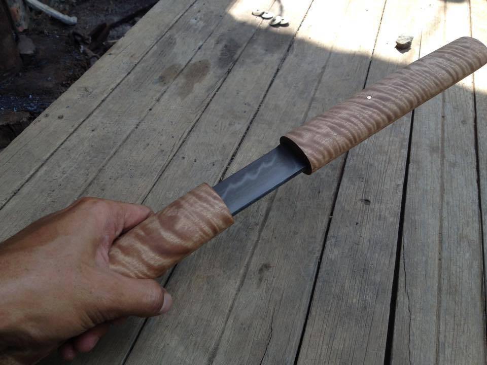 Japanese Style Thai Tanto, Clay Tempering Hamon, Tanto Knife Design, Fixed Blade Tanto, Hand Forged Japanese Knife, Handmade Tanto EDC Blade Hand Forged Knives - Blacksmith Handmade Axes, Siam Blades Old Block Blades