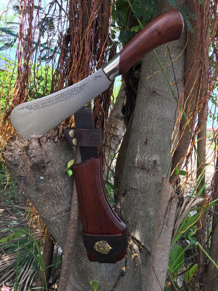 Engraved Thai Rounded Spine blade Hand Forged Knives - Blacksmith Handmade Axes, Siam Blades  Old Block Blades 
