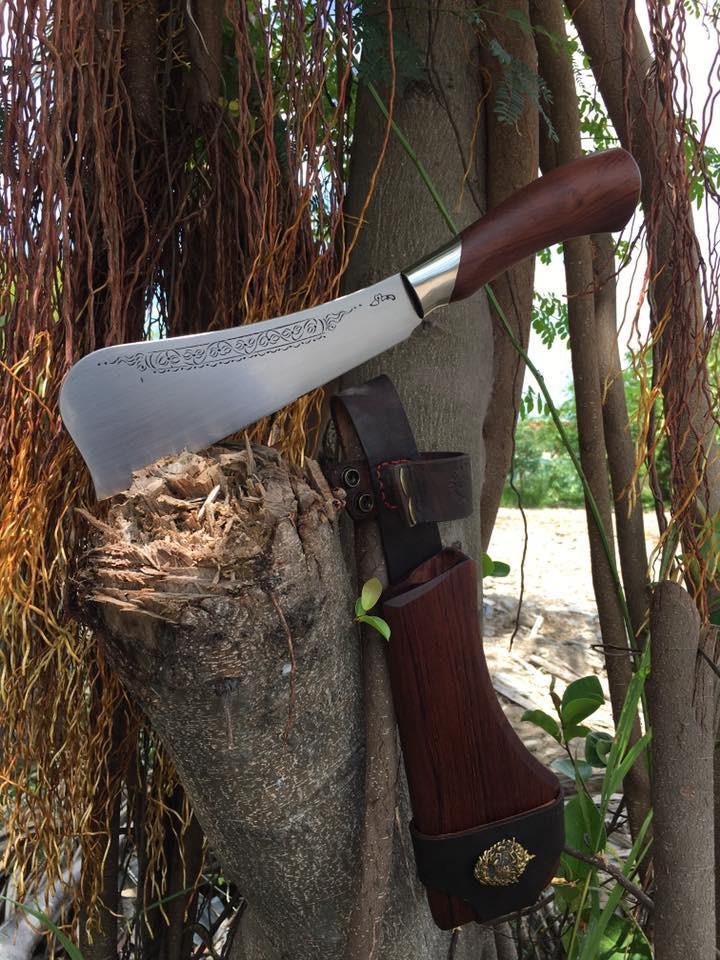 Engraved Thai Rounded Spine blade Hand Forged Knives - Blacksmith Handmade Axes, Siam Blades  Old Block Blades 