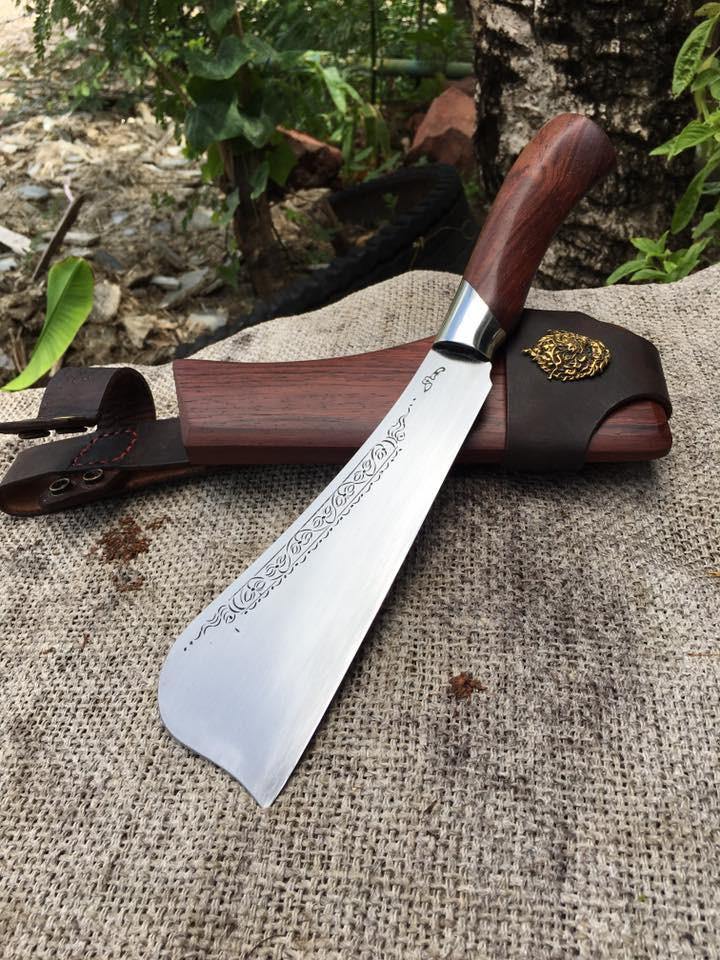 Engraved Thai Rounded Spine blade Hand Forged Knives - Blacksmith Handmade Axes, Siam Blades  Old Block Blades 