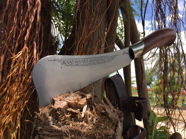 Engraved Thai Rounded Spine blade Hand Forged Knives - Blacksmith Handmade Axes, Siam Blades  Old Block Blades 