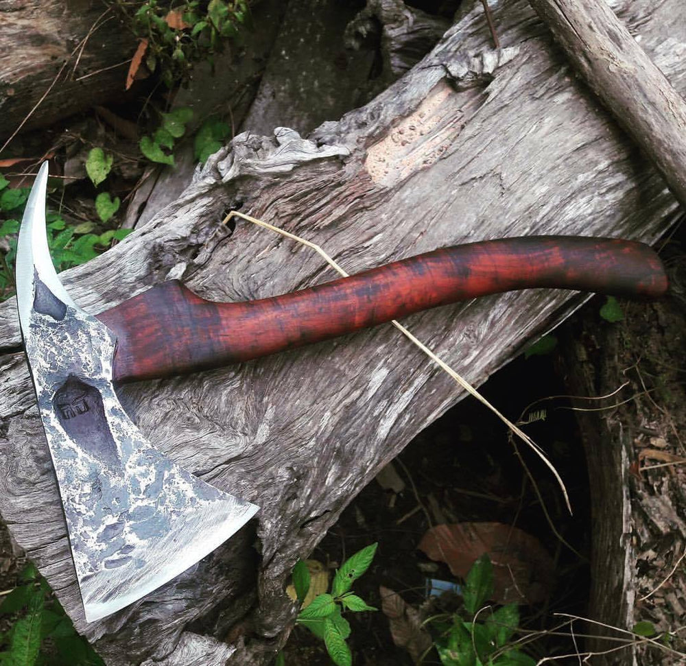 "Harm's Way" Spike Axe Hand Forged Knives - Blacksmith Handmade Axes, Siam Blades  Old Block Blades 
