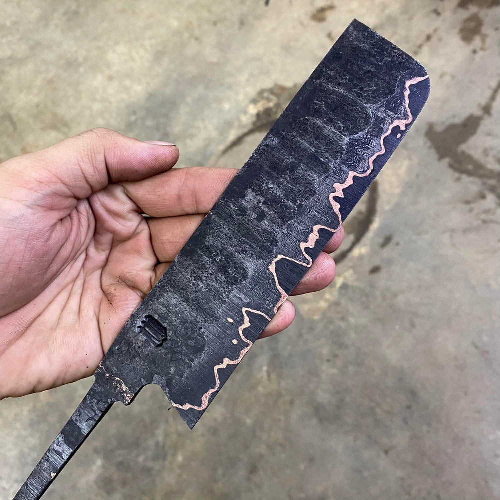 Wanchana Copper San Mai Damascus Nakiri 160mm (Cu Mai)