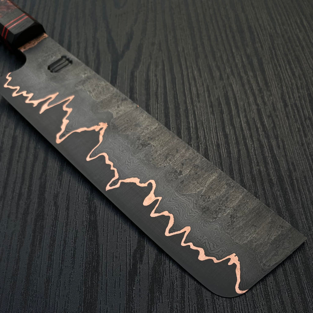 Wanchana Copper San Mai Damascus Nakiri 160mm (Cu Mai)