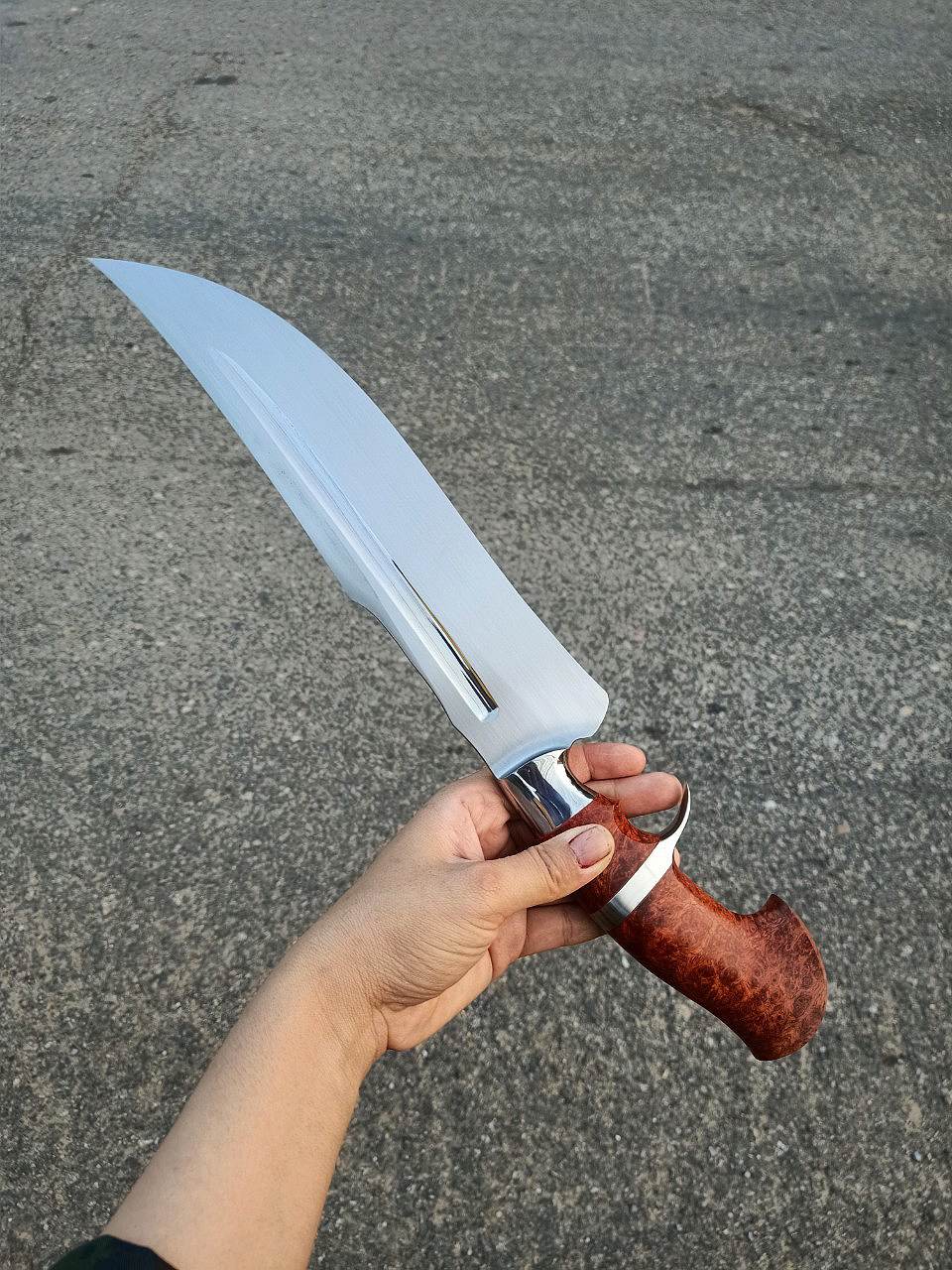 Stingray Recurved Padauk Burl Bowie