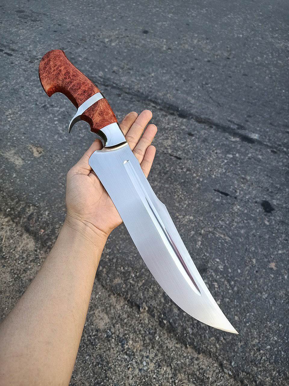 Stingray Recurved Padauk Burl Bowie