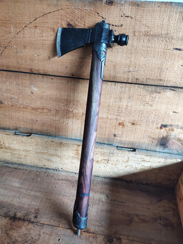 Forged Skull Hawk - Peace Pipe Throwing Tomahawk Hand Forged Knives - Blacksmith Handmade Axes, Siam Blades  Old Block Blades 