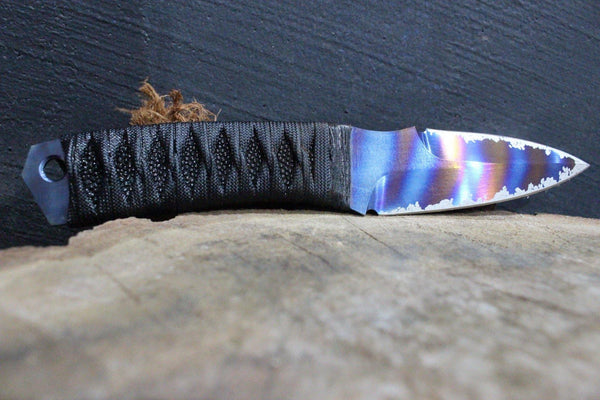 Double Edged Titanium EDC Dagger Hand Forged Knives - Blacksmith Handmade Axes, Siam Blades  Old Block Blades 