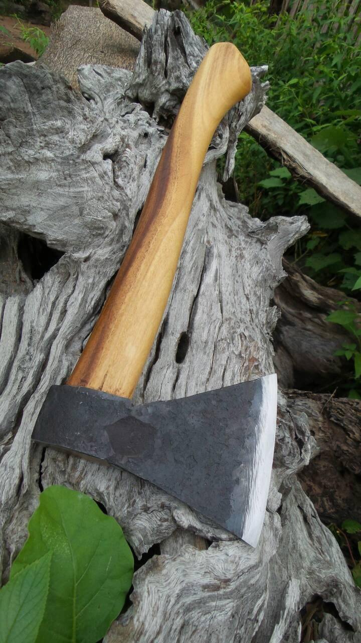 Bushcraft Camp Hatchet Hand Forged Knives - Blacksmith Handmade Axes, Siam Blades  Old Block Blades 