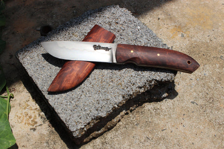 Thai Camping Knife with Wood Sheath, Handmade Knives, Old Vintage Knives, Pocket Knives, Hand Forged Knife, Custom Knives, EDC Knives, Gear Hand Forged Knives - Blacksmith Handmade Axes, Siam Blades  Old Block Blades 